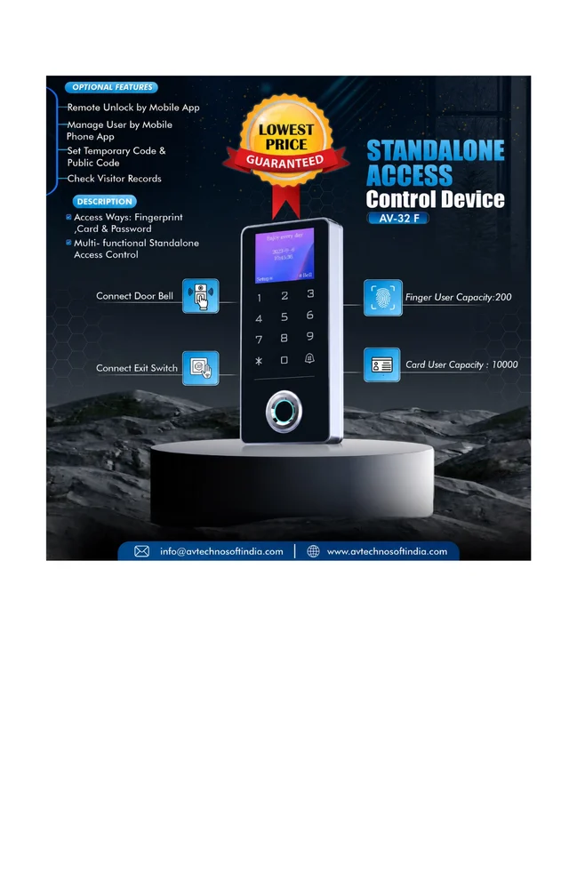 AV-32 F Stand Alone Finger Print Based Access Control With Logs And Display